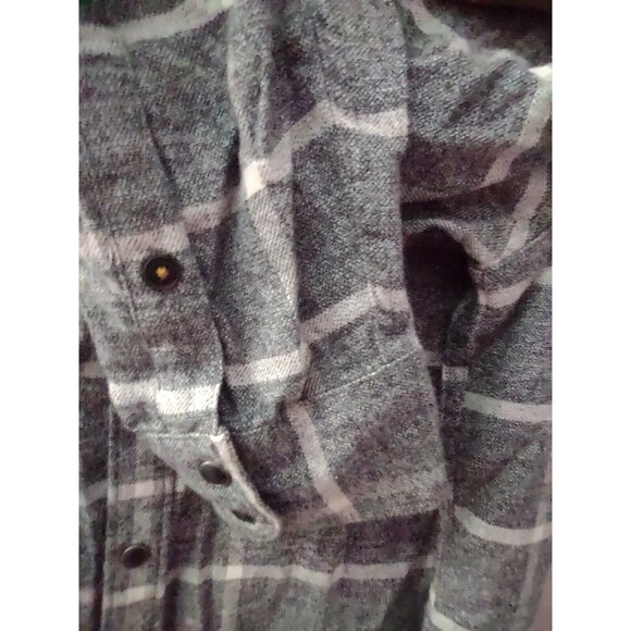 Lucky Brand Shirt Mens Medium Gray Plaid Saturday Stretch Snap Flannel - Picture 6 of 11